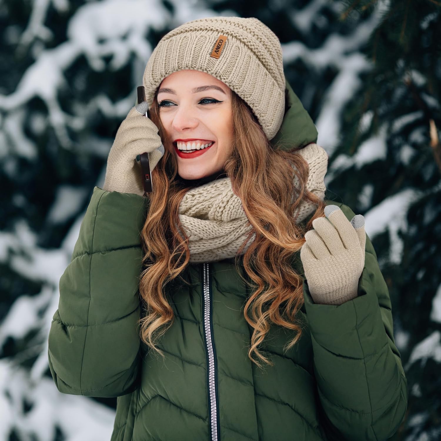 Winter Warm Hat Touch Screen Gloves and Winter Ear Warmer for Men or Women - Image 6