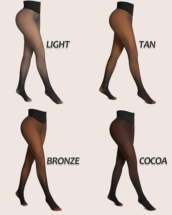 Best Fake Sheer Thermal Leggings for Women 2025—One-Seam Fleece Lined Tights with Tummy Control & Butt-Lifting Design (Winter Bare-Leg Look)