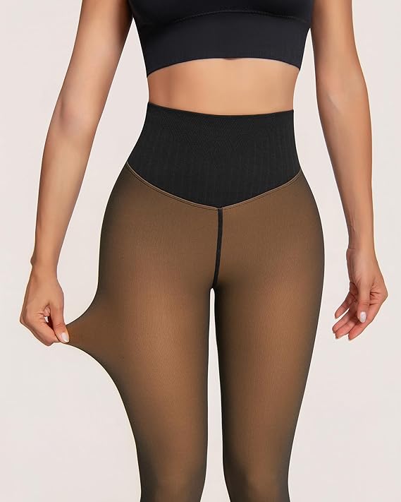 Best Fake Sheer Thermal Leggings for Women 2025—One-Seam Fleece Lined Tights with Tummy Control & Butt-Lifting Design (Winter Bare-Leg Look)
