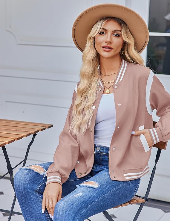 Zeagoo varsity bomber jacket women fall outfits 2025 USA