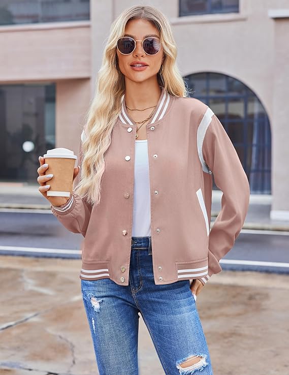 Zeagoo varsity bomber jacket women fall outfits 2025 USA