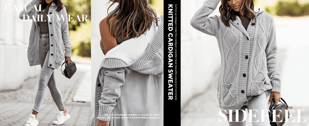 “Women’s hooded fleece-lined winter cardigan sweater with buttons and pockets – cozy winter outfit 2025”