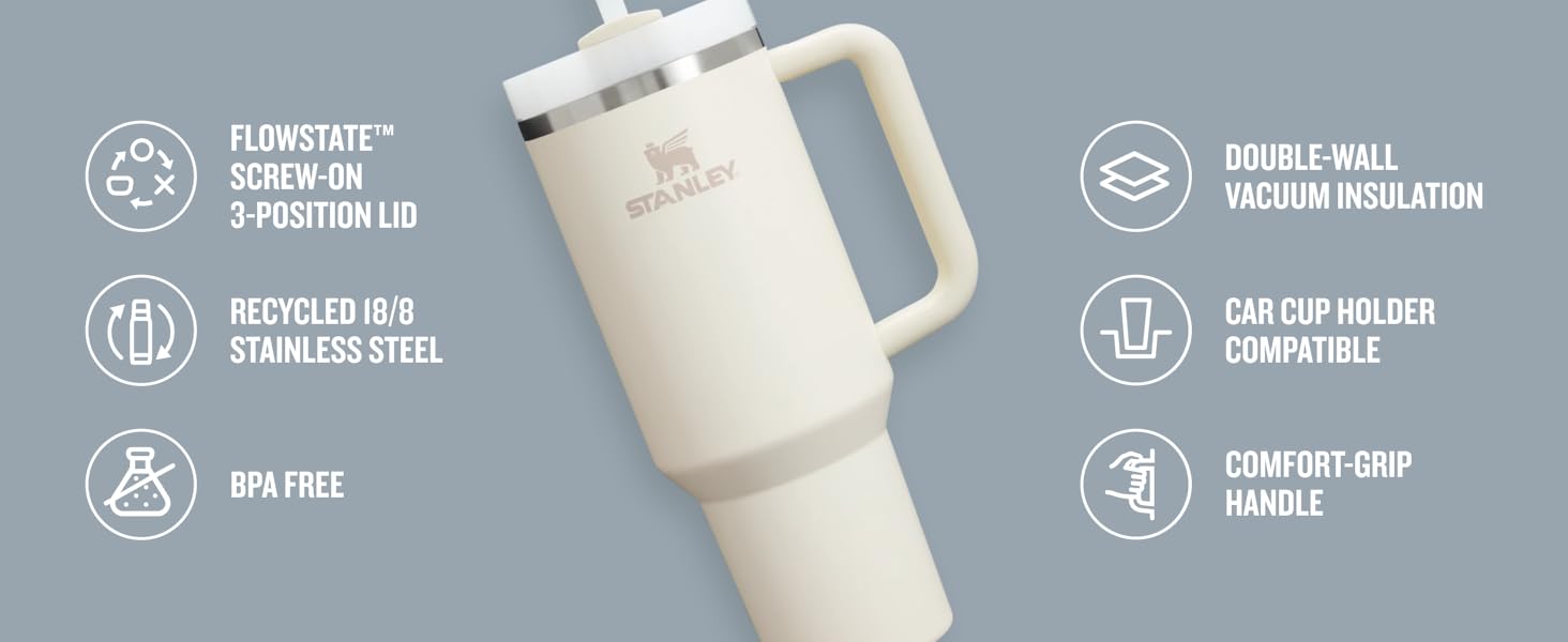 Stanley Quencher H2.0 Tumbler with Handle and Straw – 40oz Rose Quartz (USA Edition) - Image 2