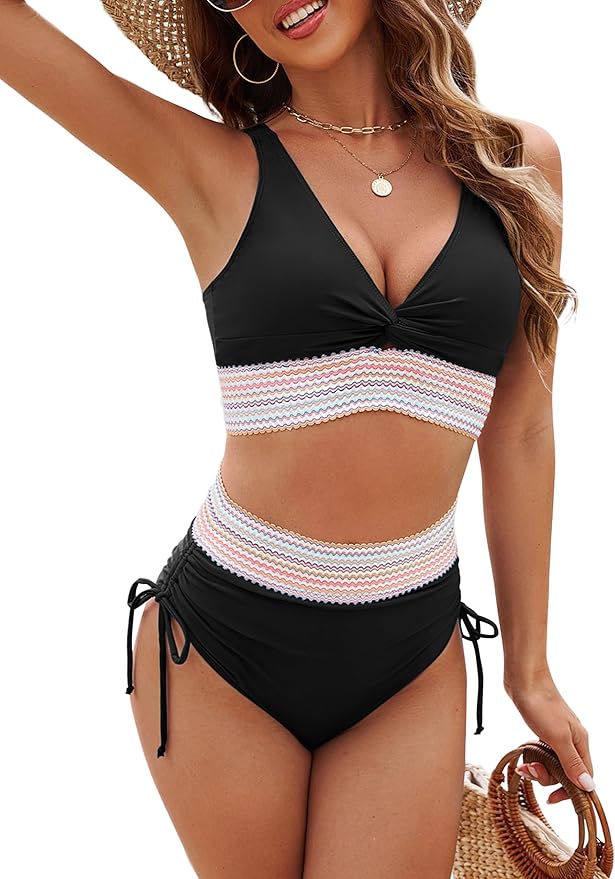 Edelqual Women High Waisted Bikini Set Two Piece Swimsuit with Tummy Control – Modest Summer Swimwear 2026