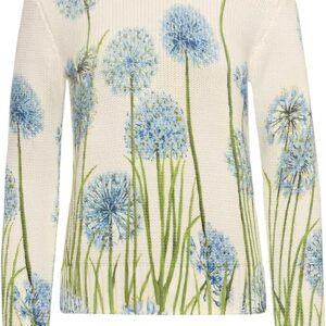 Oscar de la Renta Allium printed pullover blue white luxury women sweater