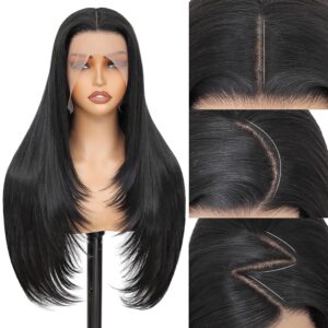 Synthetic black hair wigs that look real