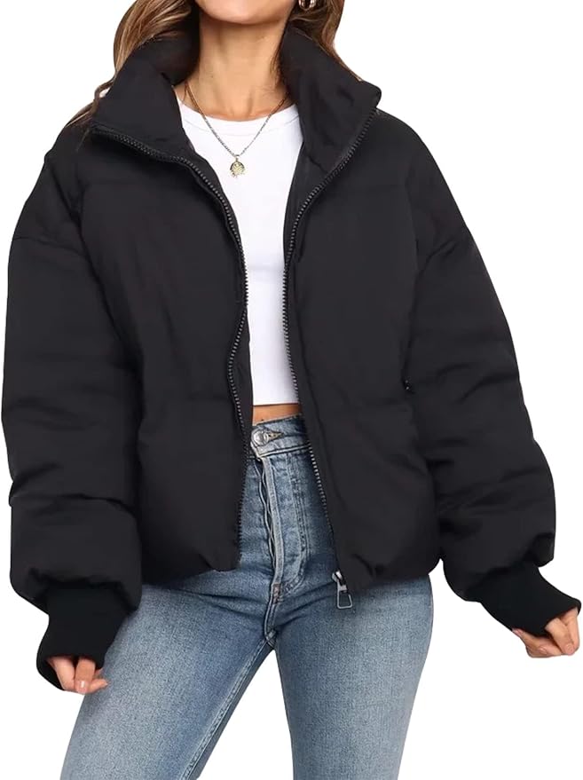 Women’s Winter Cropped Puffer Jacket Coat Short Warm Quilted Jacket