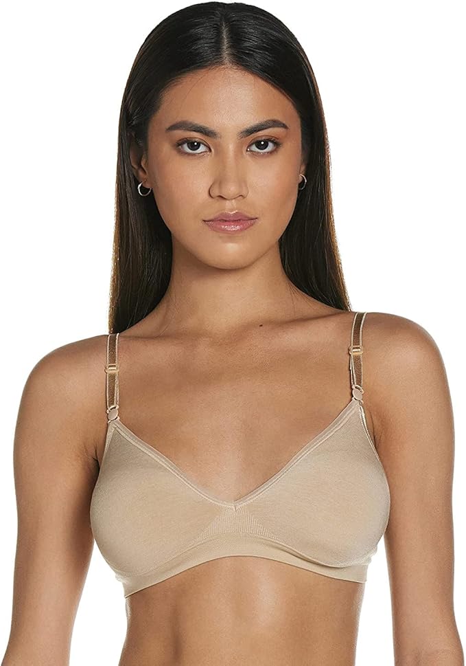 Women's Wireless T-shirt Bra, Moisture-wicking Convertible Smoothing Bra, Full-coverage