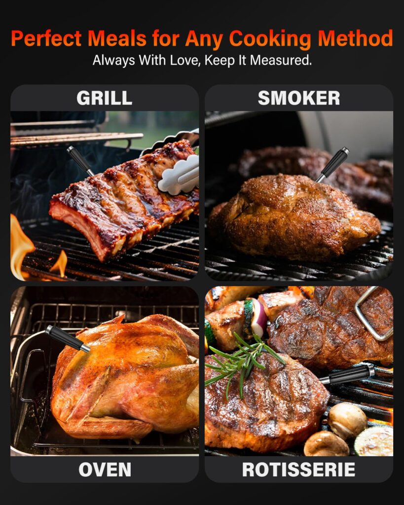 Bluetooth Wireless Meat Thermometer with App, Touch Screen, Audible Alarm, 2 Probes, 800ft Range & Rechargeable Base, Kitchen Food Thermometer for Cooking, BBQ, Smoker | Stocking Stuffers for Men