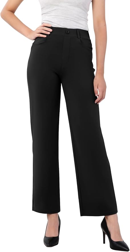 Women's Straight Wide Leg Dress Pants Stretchy Work Pants Business Casual Slacks with Pockets Women's Straight Wide Leg Dress Pants Stretchy Work Pants Business Casual Slacks with Pockets