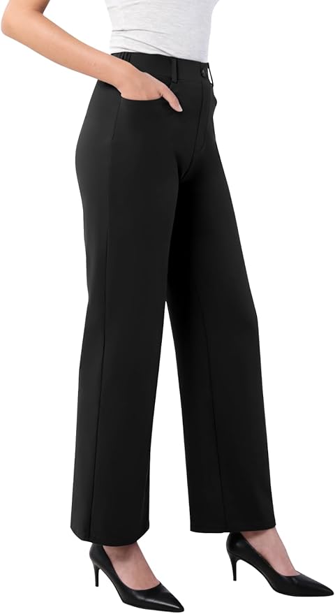 Women's Straight Wide Leg Dress Pants Stretchy Work Pants Business Casual Slacks with Pockets Women's Straight Wide Leg Dress Pants Stretchy Work Pants Business Casual Slacks with Pockets