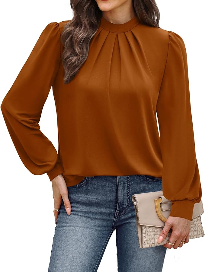 Dressy Casual Outfit Ideas Female Shoppers Actually Wear

 Long Sleeve Shirts for Women Mock Neck Tops Pleated Front Blouses Dressy Casual Spring Fall Clothes 2026 Fashion