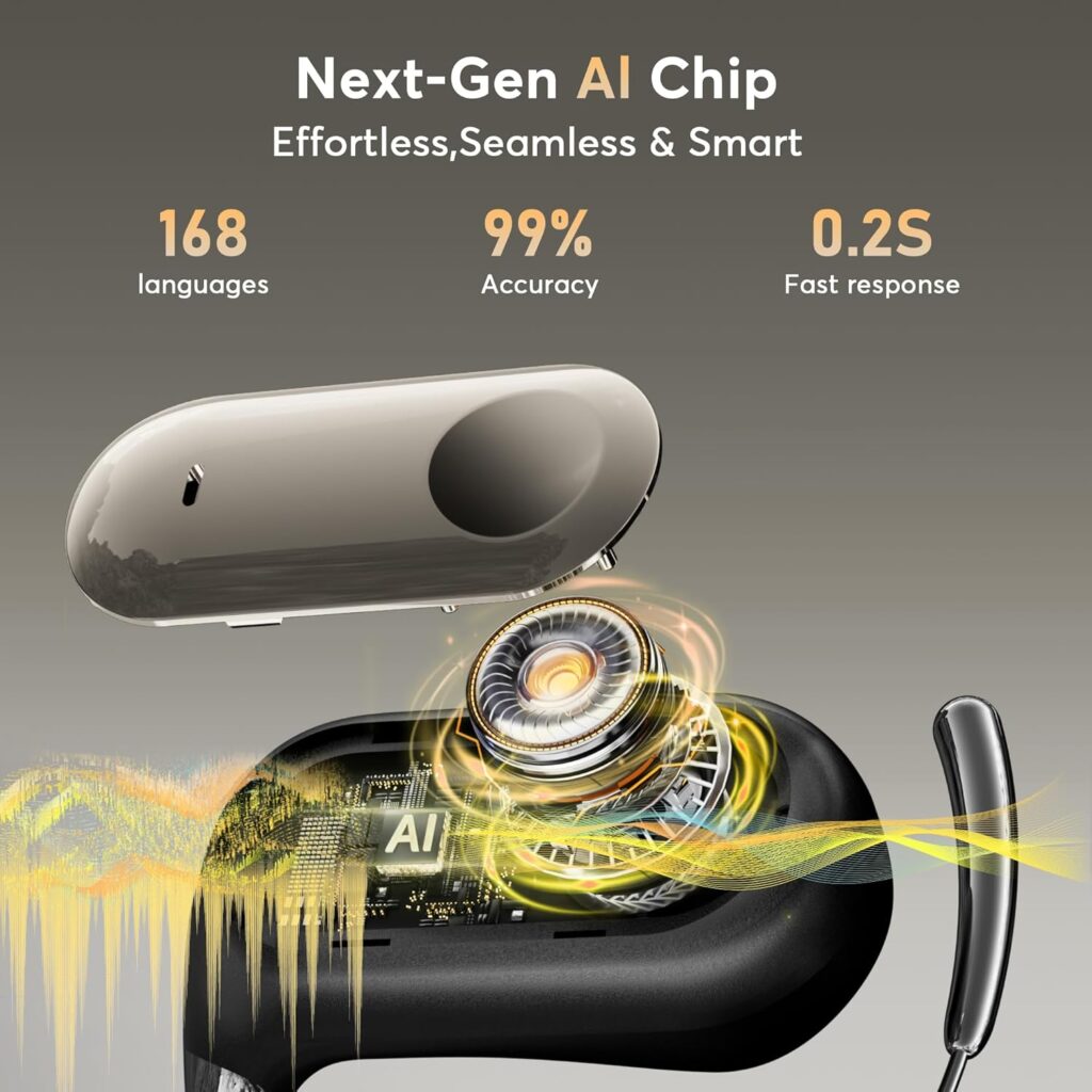 168 Languages AI Translation Earbuds, Bluetooth 5.4 Headphones Translator, 4-in-1 Smart Mode Touch Screen Real

