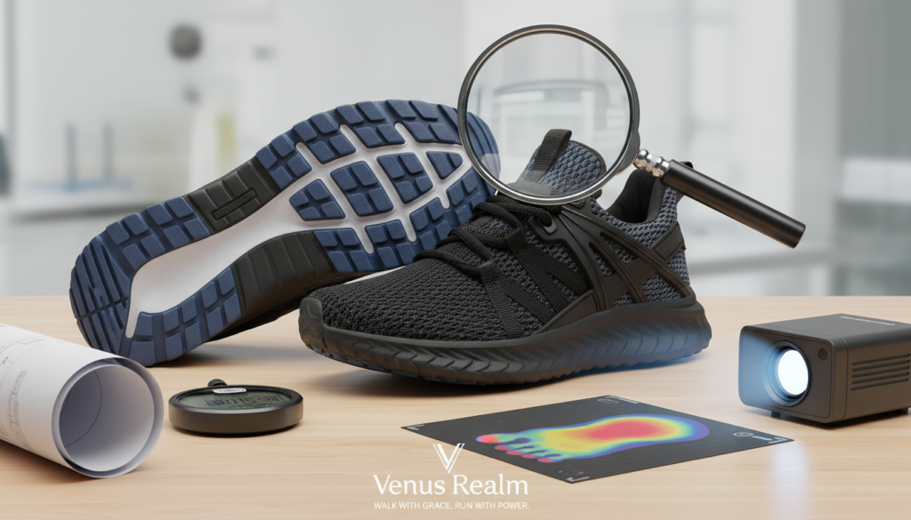Expert lab testing for women's walking shoes at Venus Realm