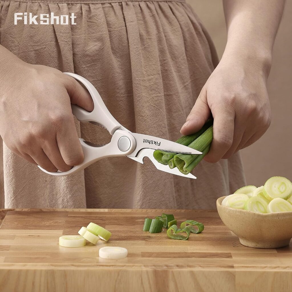 FIKSHOT 6-Piece Professional Kitchen Knife Block Set with Integrated Sharpener: Modern Rust-Resistant High Carbon Steel Cutlery